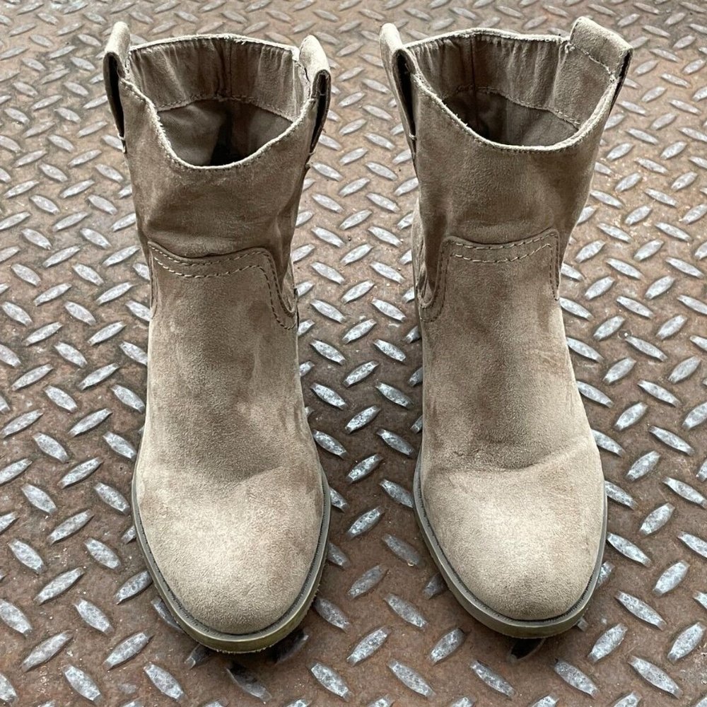 Merona Women Boots Brown Textile Faux Suede Slip On Boots Shoes Size 6 - Picture 3 of 10